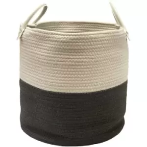 Image of Cotton Rope Woven Storage Basket Collapsible Laundry Basket Nursery Organiser [Dark Grey,Medium]