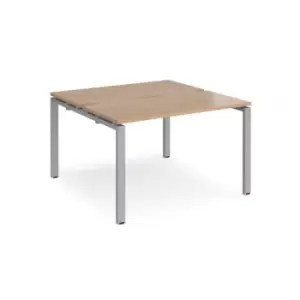 Image of Bench Desk 2 Person Rectangular Desks 1200mm Beech Tops With Silver Frames 1200mm Depth Adapt