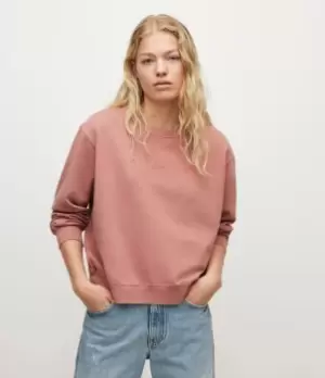 Image of AllSaints Womens Pippa Embroidered Sweatshirt, Muted Rose, Size: M