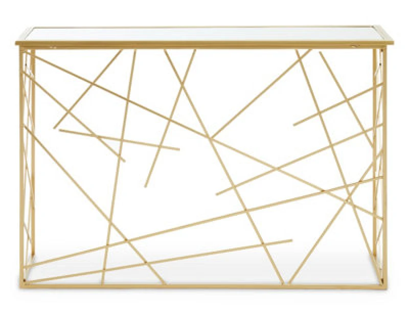 Image of Premier Housewares Farran Gold Finish Console Table With Mirror Top Gold