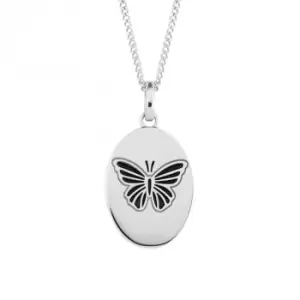 Image of Butterfly Engraved Oval Disc Pendant GP2335