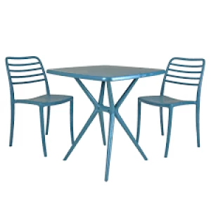 Image of Charles Bentley 2 Seater Plastic Bistro Set Blue