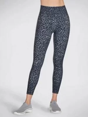 Image of Skechers Midnight Leopard High Waisted 7/8 Leggings, Black/Navy, Size L, Women