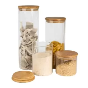 Image of Glass Storage Jars With Bamboo Lids - Set of 4 M&W - Multi