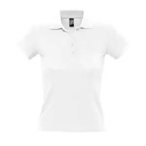 Image of SOLS Womens/Ladies People Pique Short Sleeve Cotton Polo Shirt (L) (White)