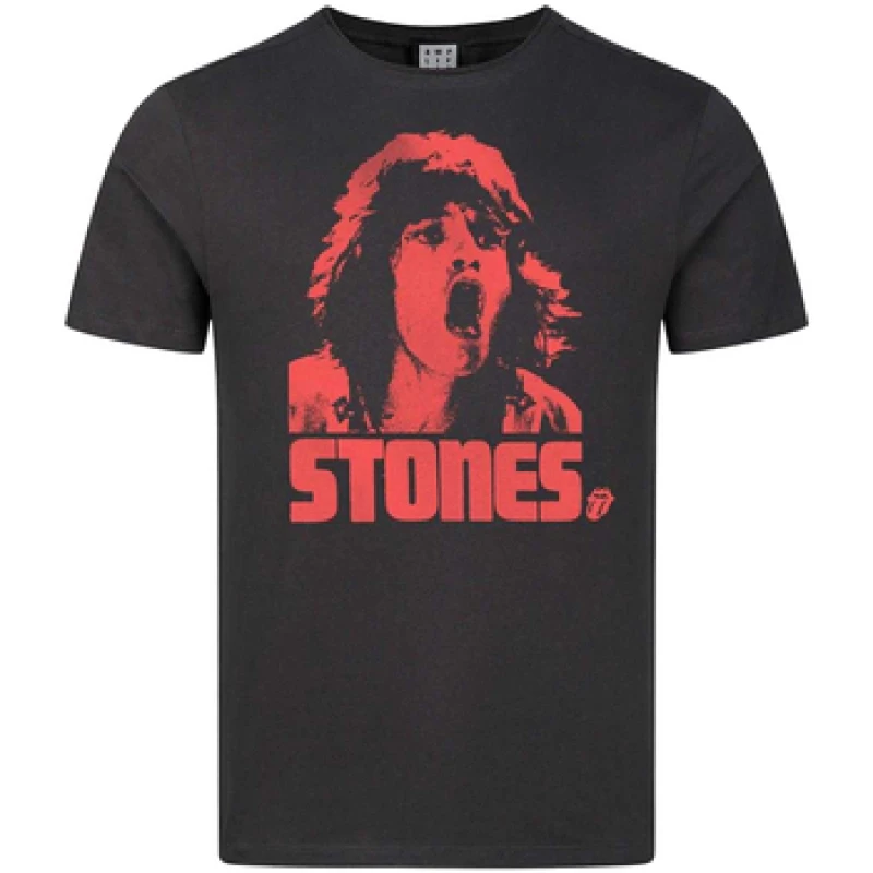 Image of Amplified Mens Mick Photo Stones The Rolling Stones T-Shirt in Charcoal Size: XS Charcoal Male XS