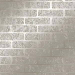 Image of Graham & Brown Superfresco Milan Brick Wallpaper - Taupe
