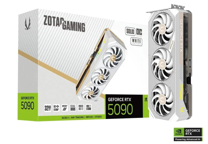 Image of ZOTAC GAMING GeForce RTX 5090 SOLID OC White EDITION 32GB GDDR7 Graphics Card - ZT-B50900Q-10P