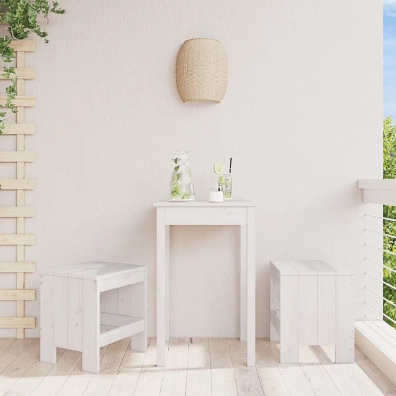 Image of vidaXL Garden Stools 2 pcs White 40x36x45cm Solid Wood Pine, White 825339