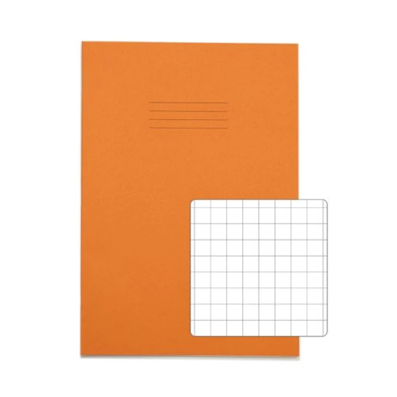 Image of Rhino A4 Exercise Book 80 Page 10mm Squares Orange Contract (50 Pack) VEXV668-268-6