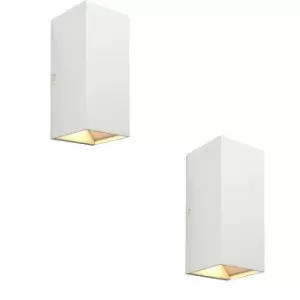 Image of 2 PACK Twin Outdoor Rectangular Wall Light - 2 x 5.5W CCT LED - Matt White