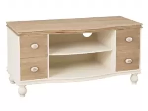 Image of LPD Juliette Cream and Oak 4 Drawer TV Cabinet Assembled