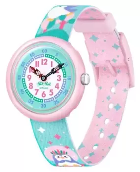 Image of Flik Flak FBNP206 BRRRAVE PINGUINS Pink and Blue Fabric Watch