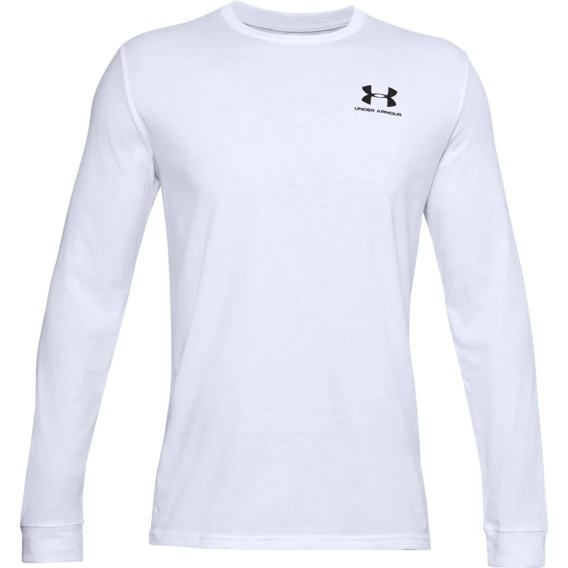 Image of Under Armour Logo Chest Long Sleeve T-Shirt White M