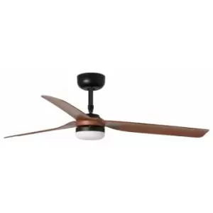 Image of Faro Punt LED Black, Dark Wood Ceiling Fan With DC Motor