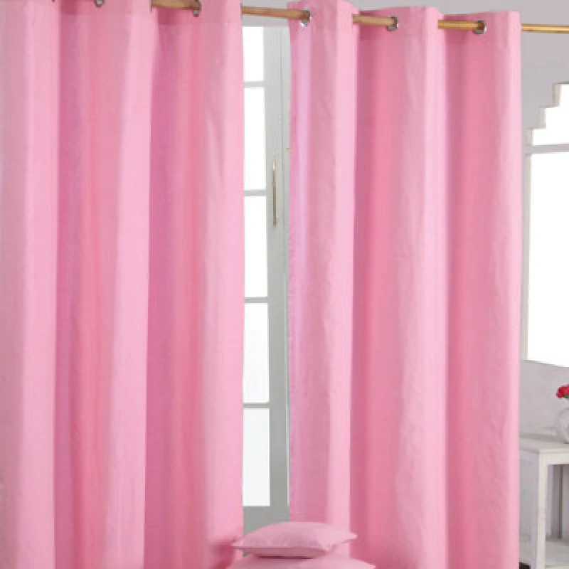 Image of Homescapes Plain Pink Cotton Eyelet Curtains 137 X 228 Cm
