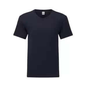 Image of Fruit Of The Loom Mens Iconic 150 V Neck T-Shirt (M) (Dark Navy)