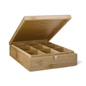 Image of Bredemeijer Tea Box in Bamboo with 9 Inner Compartments No Window in Lid in Natu