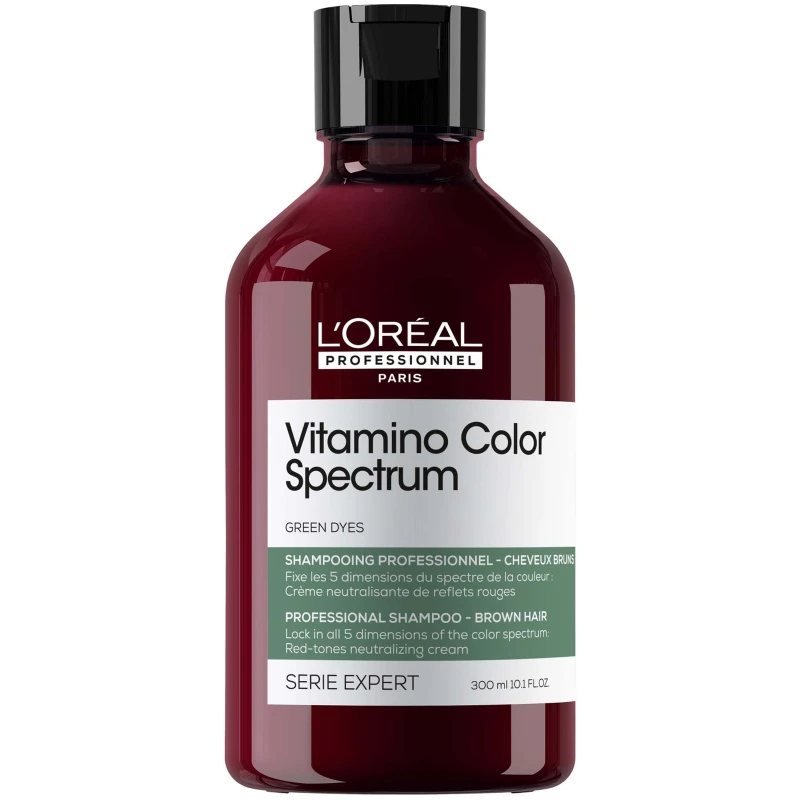 Image of LOreal Professionnel Vitamino Color Spectrum Green Tinted Shampoo For Dark Brown Coloured Hair 300ml