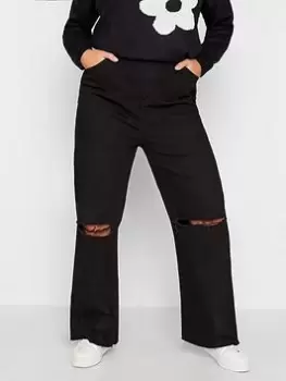 Image of Yours Ripped Wide Leg Jean Wash Black, Size 20, Women