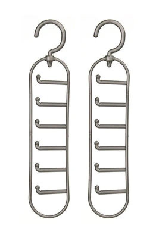 Image of Premier Housewares Plastic Hangers Set Of Two Plastic Tie Organiser Grey