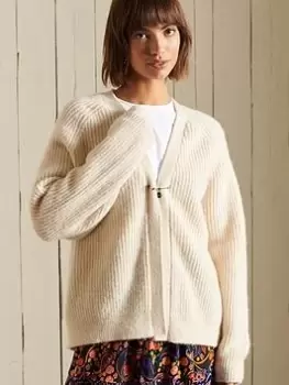 Image of Superdry Alpaca Blend Cardigan - Beige, Beige, Size 8, Women