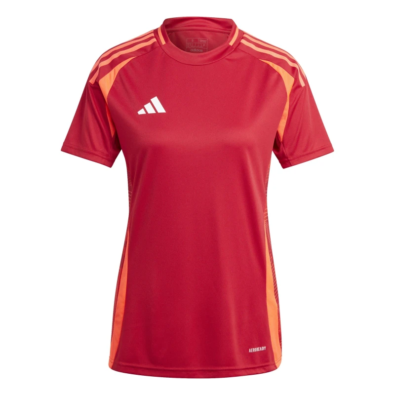 Image of adidas Womens Tiro24 Short Sleeve Performance T-Shirt Power Red female 6 (XXS)