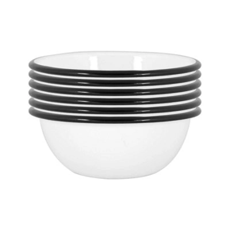 Image of Argon Tableware White Enamel Bowls - 16Cm - Black - Pack Of 6