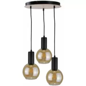 Image of Keter Jantar Cluster Pendant Ceiling Light Wood, 30cm, 3x E27