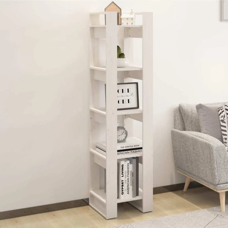 Image of VIDAXL Vidaxl - Book Cabinet/Room Divider White 41x35x160cm Solid Wood Pine 8720286905081
