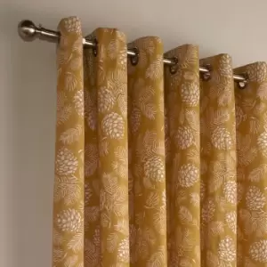 Image of Irwin Mustard Eyelet Curtains Yellow and White