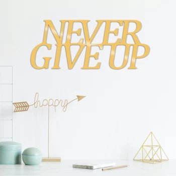 Image of Never G?ve Up Metal Decor - Gold Gold Decorative Metal Wall Accessory