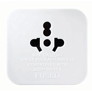Image of Masterplug World to UK Travel Plug Adaptor - White