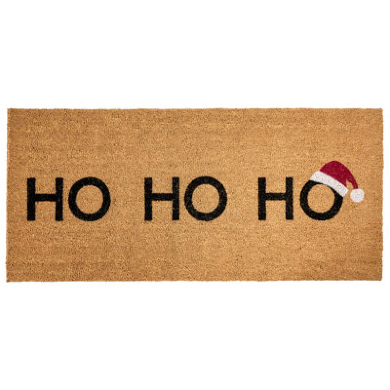Image of Beliani Doormat Palakpakin Natural 55 X 120 Cm Christmas Motif Coir