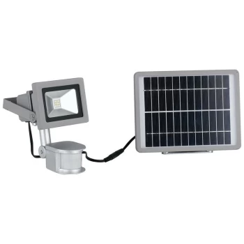 Image of Fan Europe Lighting - Fan Europe ELIOS Outdoor LED Flood Light with Sensor & Solar Panel Silver, IP44 620lm 5000K 11.5x16cm
