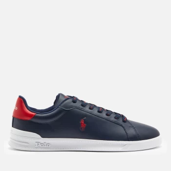 Image of Polo Ralph Lauren Mens Heritage Court Leather Low Top Trainers - Newport Navy/Red - UK 10