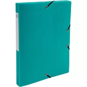 Image of Opak Elasticated Box File PP A4 25mm, Green, Pack of 8