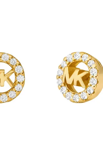 Image of Michael Kors Jewellery Ladies Michael Kors 14K Gold Sterling Silver Logo Stud Earrings MKC1727CZ710