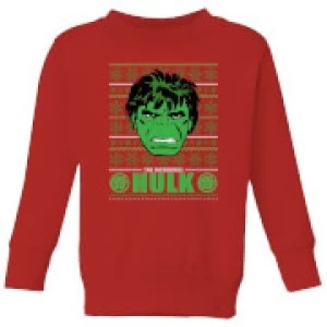 Image of Marvel Hulk Face Kids Christmas Sweatshirt - Red - 3-4 Years