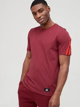 Image of adidas Future Icons 3 Stripe T-Shirt - Burgundy, Size S, Men