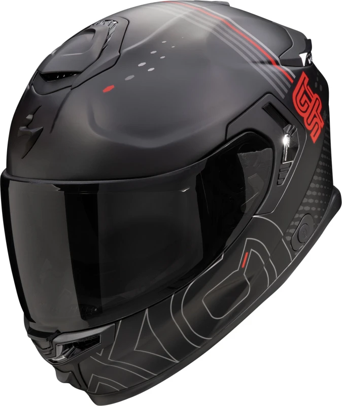 Image of Scorpion EXO-GT SP AIR Techlane Matt Black Grey Red Full Face Helmet Size XS