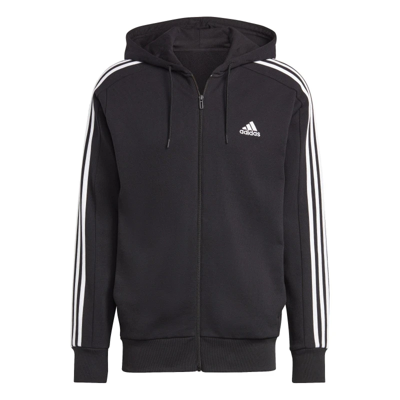 Image of Adidas Essentials 3 Stripes Hooded Jacket Black M