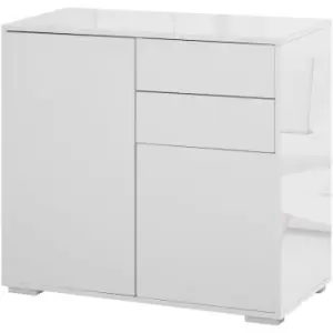 Image of HOMCOM Modern Freestanding Push-OpenCabinet w/ 2 Drawers Cabinet Storage White