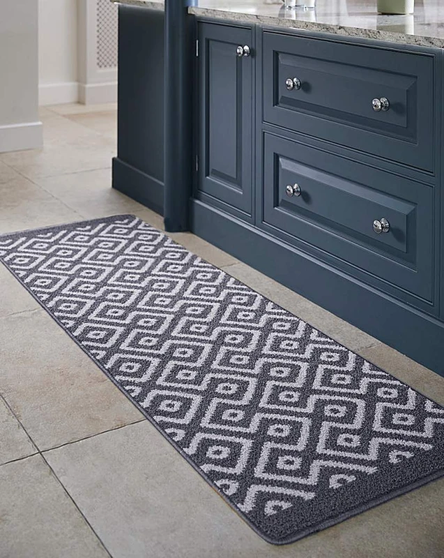 Image of MY MAT Geo Print Stain Resistant Runner Navy 065X150CM;065X200CM