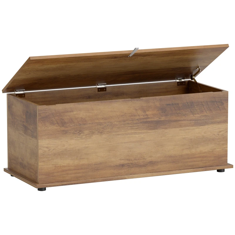 Image of HOMCOM Storage Box Chest With Lid Ottoman Storage Keepsake Cabinet Chipboard Grey Wood Grain 5061025132188
