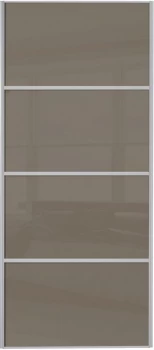 Image of Wickes Sliding Wardrobe Door Silver Framed Four Panel Cappuccino Glass - 2220 x 914mm