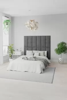 Image of EasyMount Wall Mounted Upholstered Panels, Modular DIY Headboard in Firenze Velour Fabric (Pack of 8)