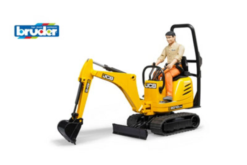 Image of Bruder Bworld Jcb Micro Excavator 8010 Cts And Construct. Worker Tracked Excavator Model