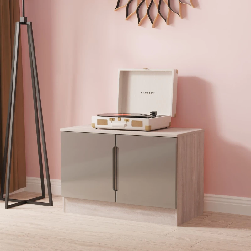 Image of Ready Assembled 2 U Lucca Compact 2 Door TV & Media Unit (Ready Assembled) in Grey Grey Unisex