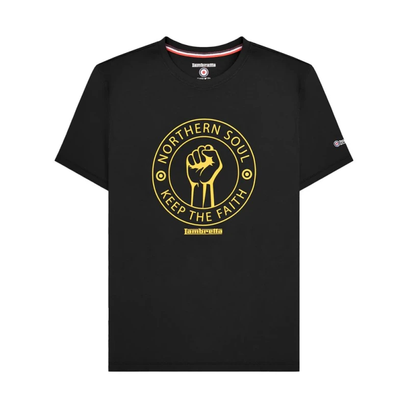 Image of Lambretta Lambretta Men Northern Soul T-Shirt in Black Size: Medium Black M Male 5063703652957